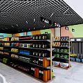 Well Organized Supermarket Department Store Layout With Shelves And Product Displays