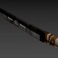 Tactical Military Knife With Serrated Blade Blood Stains And Wooden Handle Design
