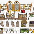 Rice Field Nature Classroom Teaching Aids With Wooden Display Boards And Insect Models