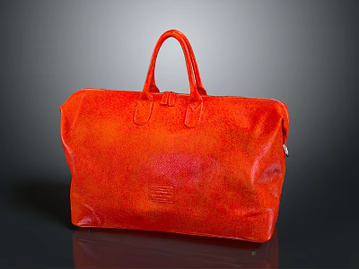 Orange Textured Leather Tote Bag With Top Handles And Spacious Design 3d model