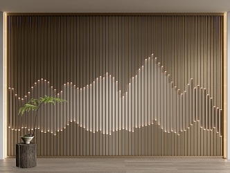 New Chinese Style Background Wall Landscape Grille Background Wall Screen Partition Landscape Wall Cloud Pattern Landscape Wall Panel 3d model