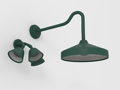 Modern Green Wall Lamps With Curved Arms And Round Shades For Home Decor 3d model