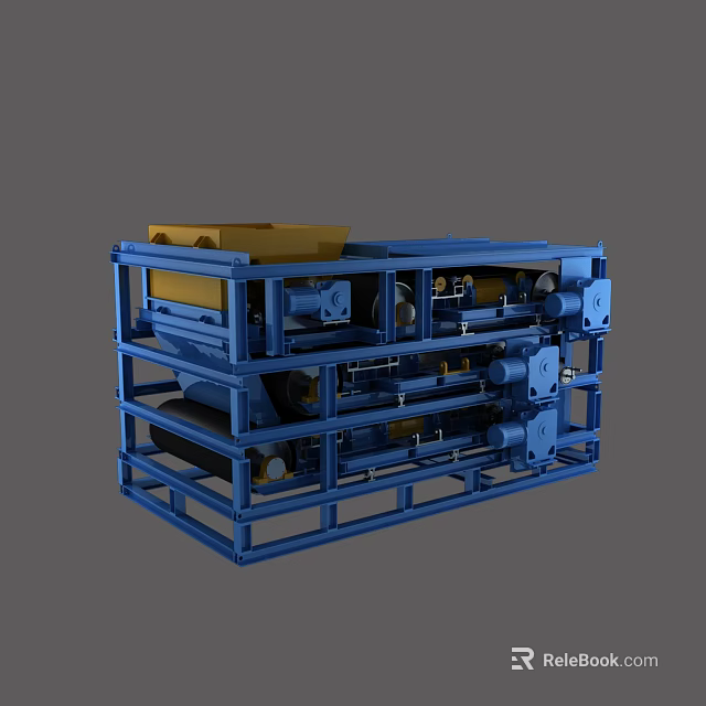 Blue Industrial Equipment With Metal Frame Multi Layer Structure And Mechanical Components 3d model 