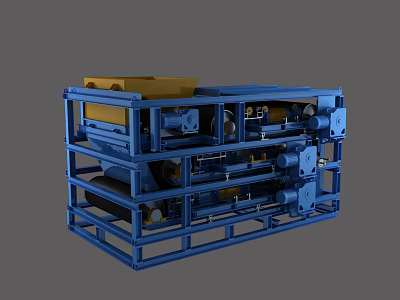 Blue Industrial Equipment With Metal Frame Multi Layer Structure And Mechanical Components 3d model