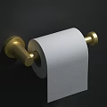 Gold Wall Mounted Toilet Paper Holder With White Roll For Bathroom