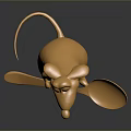Golden Mouse Game Movie Character Holding Big Spoon Shiny Smiling Statue Design