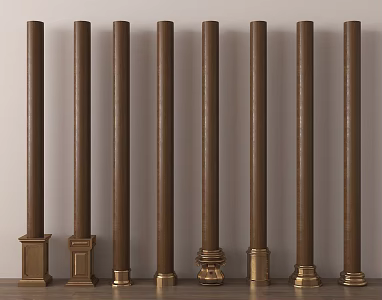 New Chinese Style Column Pillar Stack Cylindrical Log Stigma 3d model