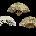 Decorative Fan Pendants with Traditional Landscape Painting Designs and Tassels