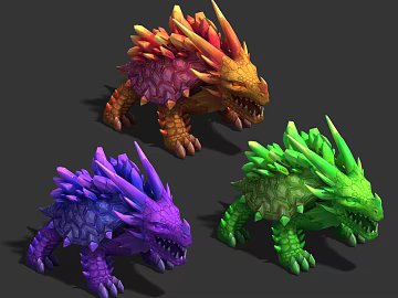 Three Shading Two Dragon Turtle Earth Dragon Mount God Beast Warcraft Myth Wind Miracle Wind Legendary Wind Hand-painted Monster (ID:ggaeh024419)
