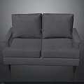 Stylish Gray Two Seater Sofa With Cushions Armrests And Wooden Legs