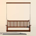 Wooden Hanging Bench Chair With Chain Suspension For Comfortable Seating
