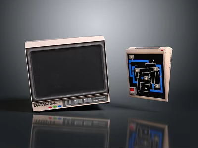 Vintage DATAFAX Headphones And Speakers With Classic Design And Retro 3d model