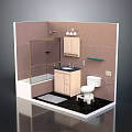 Modern Bathroom Interior With Bathtub Shower Toilet Sink Vanity And Mirror Cabinet