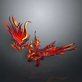 Dragon Like Creature With Red And Orange Flame Decorations Wings And Intricate Patterns 3d model