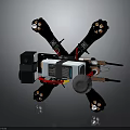 Black And White Robotic Mechanical Assembly With Multiple Arms Red Cables And Sensors