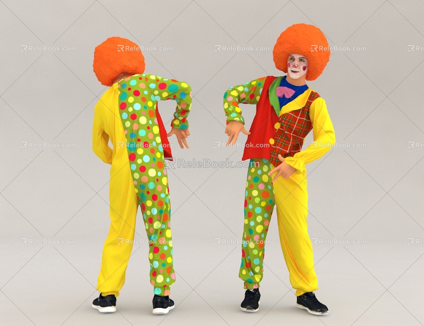 figure clown acrobatic troupe 3d model