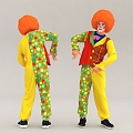 figure clown acrobatic troupe 3d model