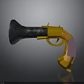 Modern 3D Rendered Yellow Pistol With Black Barrel And Purple Grip