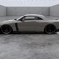 Sporty Gray And Orange Nissan GT-R Coupe With Widebody Design And Large Alloy Wheels
