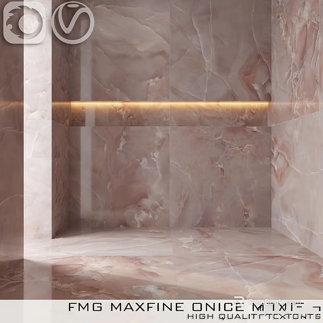 Modern Marble Wall Component Design With Embedded LED Strip And Natural Texture 3d model
