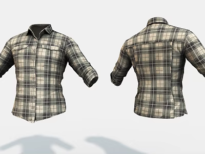 Plaid Long Sleeve Casual Shirt Showcasing Front And Back Views With Classic Check Pattern 3d model