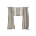 Beige Modern Curtains With Sheer Voile Layer And Textured Pleated Design