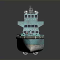 Turquoise Multi Deck Work Vessel With Upper Structure Windows And Deck Equipment 3d model