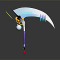 Artistic Ornament With Purple Pole Sickle Arc Airplane Yellow Ring And White Ball