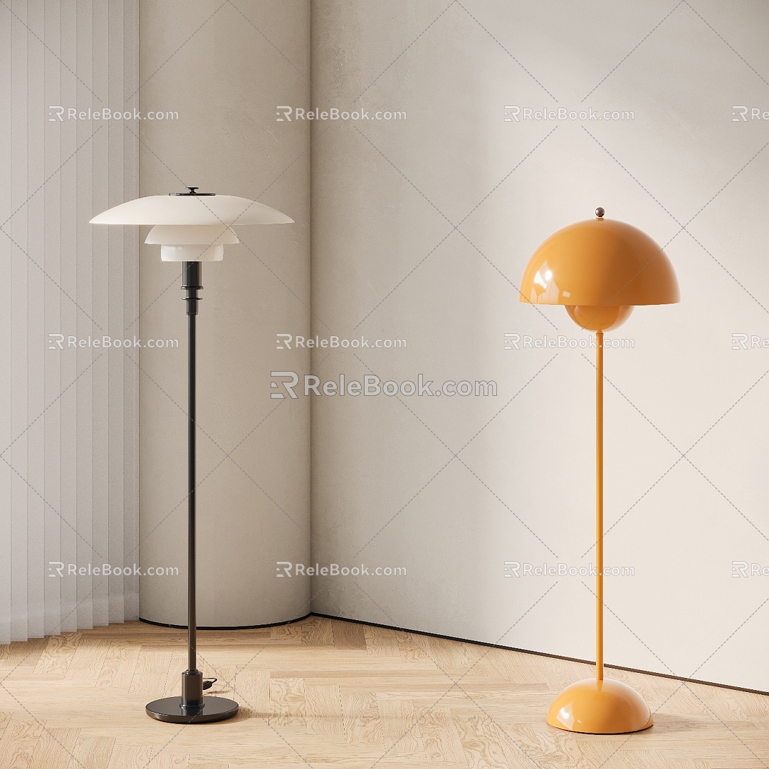 Modern cream style antique floor lamp combination 3d model