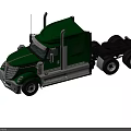 Green Semi Truck With Chrome Grille Sleek Cab Design Large Wheels And Antennas