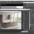 Modern Office Interior With Large Desk Floor-to-Ceiling Windows Bookshelf And Green Plants