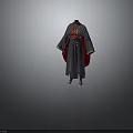 Fantasy Character Costume With Red And Gray Robe Golden Decorations And Cloak Boots