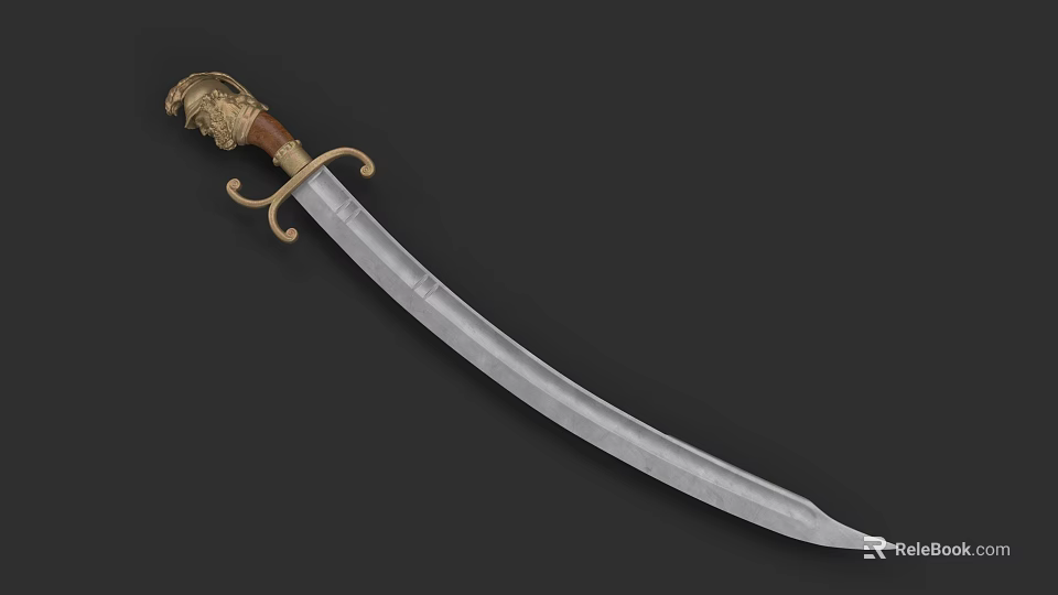 Ornate Historical Sword With Decorative Golden Hilt And Silver Sharp Blade 3d model 