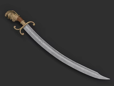 Ornate Historical Sword With Decorative Golden Hilt And Silver Sharp Blade 3d model