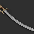 Ornate Historical Sword With Decorative Golden Hilt And Silver Sharp Blade