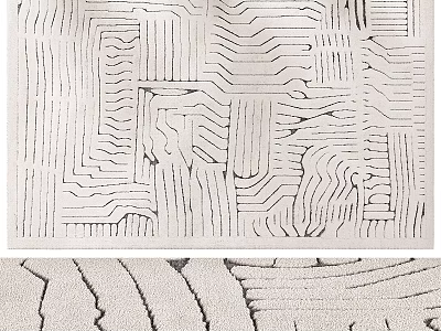 Modern Square Rug With Black And White Geometric Texture Design For Home Decor 3d model