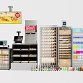 Convenience Store Refrigerators And Freezers With Beverages Snacks And Dairy Products