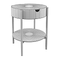 Modern Black Round Side Table With Drawer And Metal Frame Lower Shelf 3d model