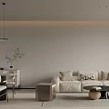 Modern Living And Dining Room Interior With Beige Sofa Coffee Table Fireplace And City View