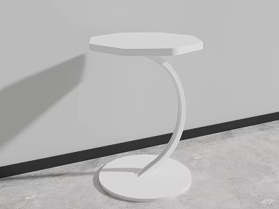Modern White Side Table With Octagonal Top Curved Leg Design In Minimalist Room 3d model
