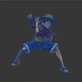 Anime Character Action Figure With Straw Hat Red Shirt Blue Shorts In Fighting Pose
