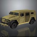 Tan Colored Military Off Road Vehicle With Rugged Design And Large Tires