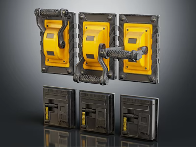 Sleek Modern Switch Panel In Yellow And Black With Wall Mounted Industrial Design 3d model