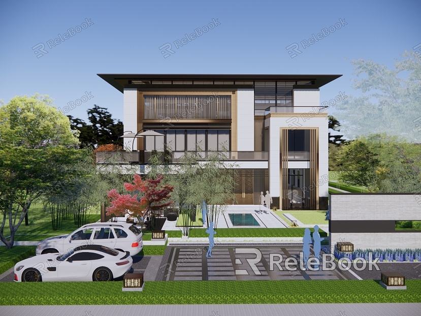 New Chinese Style Single-family Villa Residential Building Single-family Villa model