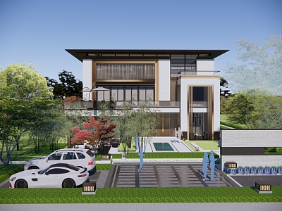 New Chinese Style Single-family Villa Residential Building Single-family Villa 3d model