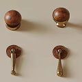 Wooden And Brass Cabinet Knobs And Pulls With Various Designs 3d model