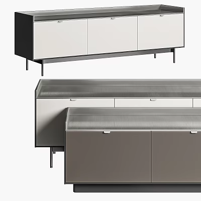 Modern TV Stand Design With Storage Cabinets Drawers And Metal Legs 3d model