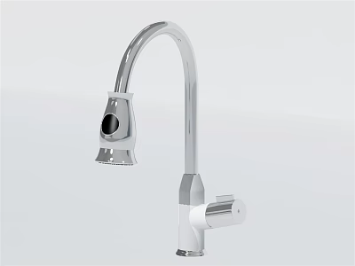 Modern Chrome Kitchen Faucet with High Arc Design and Single Handle 3d model