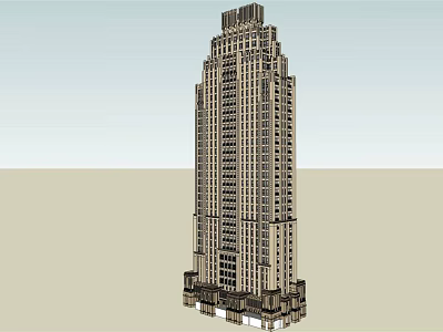 Tall Modern Skyscraper Exterior Design With Windows And Decorative Base Structure 3d model