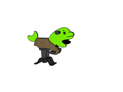 Green Cartoon Playground Equipment with Brown Body Black Stand Base for Kids Outdoor Fun 3d model